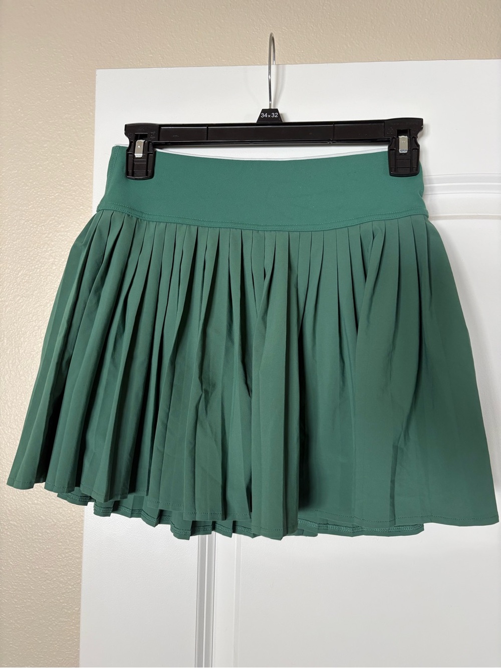 High-Waist Emerald Green Pleated Skater Skirt